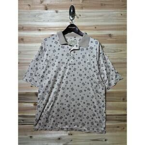 Vintage 90s Izod Golf Polo T Shirt Tan Mens S Cotton Collared Button Up Casual